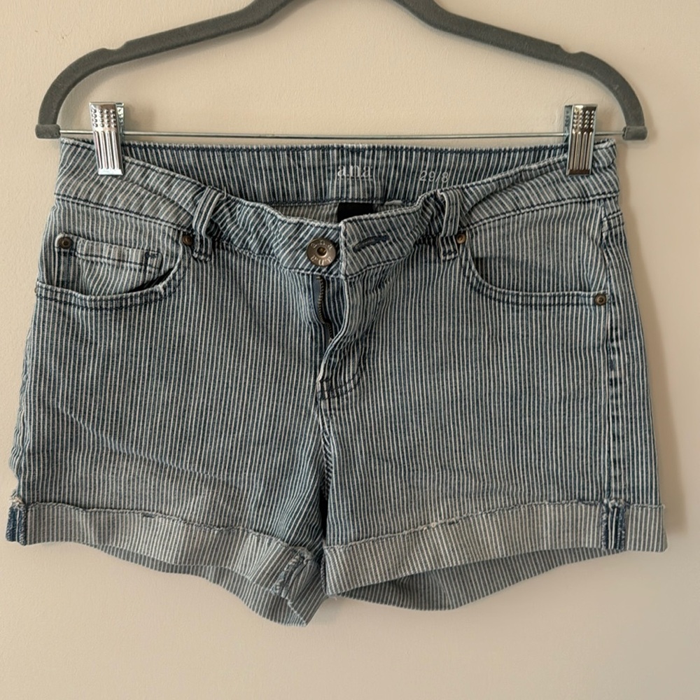 Blue and White Striped Shorts